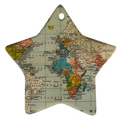 Vintage World Map Star Ornament (two Sides) by Cowasu