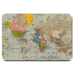 Vintage World Map Large Doormat by Cowasu