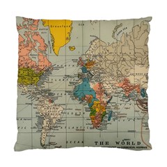 Vintage World Map Standard Cushion Case (two Sides) by Cowasu