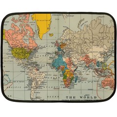 Vintage World Map Two Sides Fleece Blanket (mini) by Cowasu