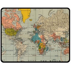 Vintage World Map Fleece Blanket (medium) by Cowasu