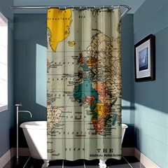 Vintage World Map Shower Curtain 36  X 72  (stall)  by Cowasu