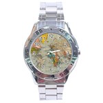 Vintage World Map Stainless Steel Analogue Watch Front