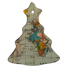 Vintage World Map Christmas Tree Ornament (two Sides) by Cowasu