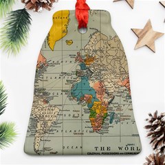 Vintage World Map Bell Ornament (two Sides) by Cowasu