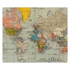 Vintage World Map Two Sides Premium Plush Fleece Blanket (small) by Cowasu