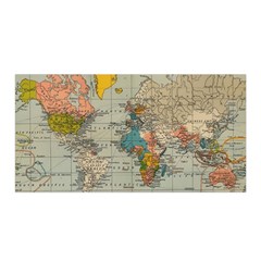 Vintage World Map Satin Wrap 35  X 70  by Cowasu