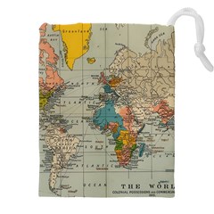 Vintage World Map Drawstring Pouch (5xl) by Cowasu