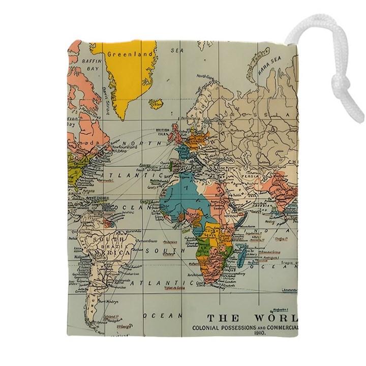 Vintage World Map Drawstring Pouch (5XL)