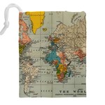 Vintage World Map Drawstring Pouch (5XL) Back