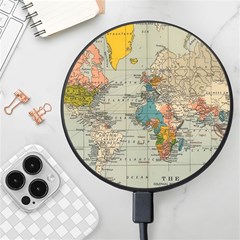 Vintage World Map Wireless Fast Charger(black) by Cowasu