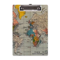 Vintage World Map A5 Acrylic Clipboard by Cowasu