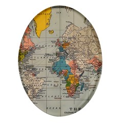 Vintage World Map Oval Glass Fridge Magnet (4 Pack) by Cowasu