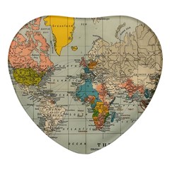 Vintage World Map Heart Glass Fridge Magnet (4 Pack) by Cowasu