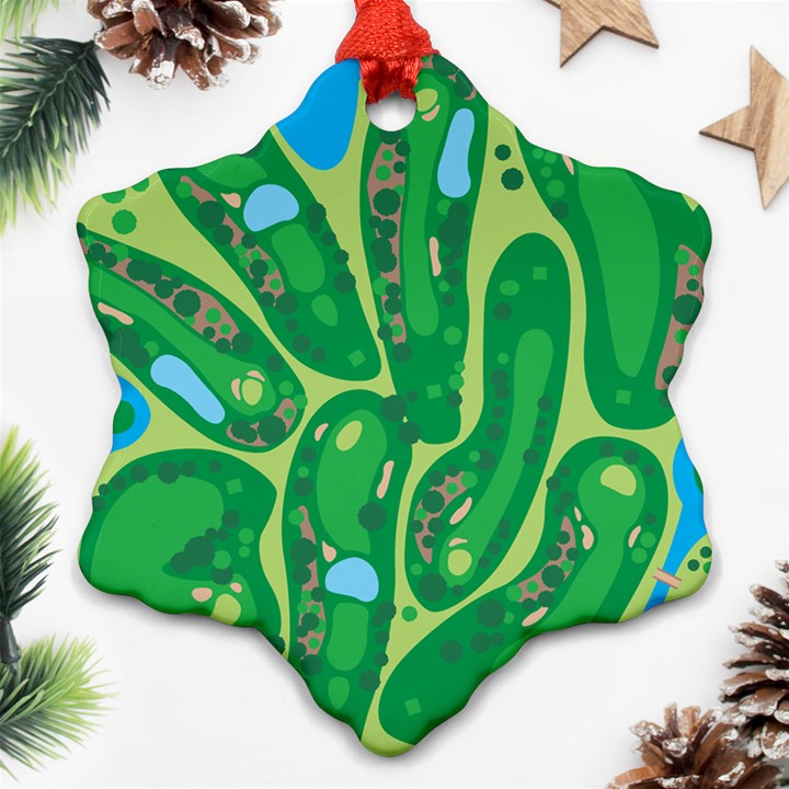 Golf Course Par Golf Course Green Snowflake Ornament (Two Sides)