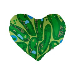 Golf Course Par Golf Course Green Standard 16  Premium Heart Shape Cushions by Cowasu