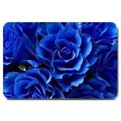 Blue Roses Flowers Plant Romance Blossom Bloom Nature Flora Petals Large Doormat by Cowasu