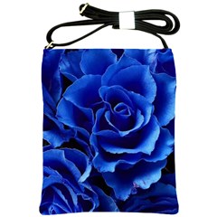 Blue Roses Flowers Plant Romance Blossom Bloom Nature Flora Petals Shoulder Sling Bag by Cowasu