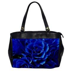 Blue Roses Flowers Plant Romance Blossom Bloom Nature Flora Petals Oversize Office Handbag by Cowasu