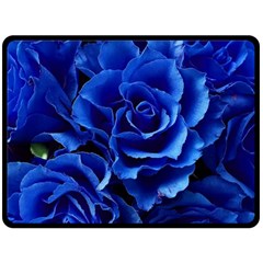 Blue Roses Flowers Plant Romance Blossom Bloom Nature Flora Petals Fleece Blanket (large) by Cowasu