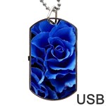 Blue Roses Flowers Plant Romance Blossom Bloom Nature Flora Petals Dog Tag USB Flash (Two Sides) Front