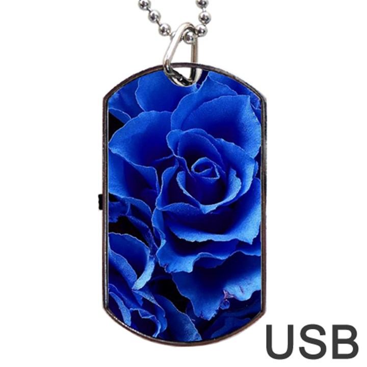 Blue Roses Flowers Plant Romance Blossom Bloom Nature Flora Petals Dog Tag USB Flash (Two Sides)