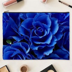 Blue Roses Flowers Plant Romance Blossom Bloom Nature Flora Petals Cosmetic Bag (xxxl) by Cowasu