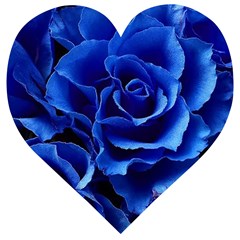 Blue Roses Flowers Plant Romance Blossom Bloom Nature Flora Petals Wooden Puzzle Heart by Cowasu