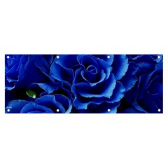 Blue Roses Flowers Plant Romance Blossom Bloom Nature Flora Petals Banner And Sign 8  X 3  by Cowasu