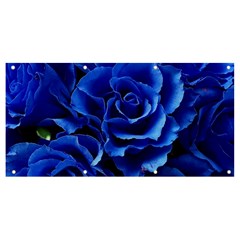 Blue Roses Flowers Plant Romance Blossom Bloom Nature Flora Petals Banner And Sign 8  X 4  by Cowasu