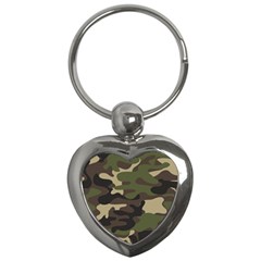 Texture Military Camouflage Repeats Seamless Army Green Hunting Key Chain (heart)