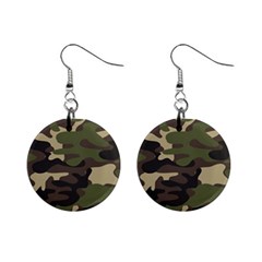 Texture Military Camouflage Repeats Seamless Army Green Hunting Mini Button Earrings by Cowasu