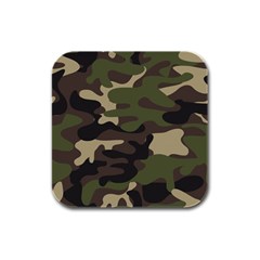 Texture Military Camouflage Repeats Seamless Army Green Hunting Rubber Square Coaster (4 Pack) by Cowasu