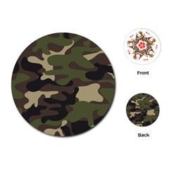 Texture Military Camouflage Repeats Seamless Army Green Hunting Playing Cards Single Design (round) by Cowasu