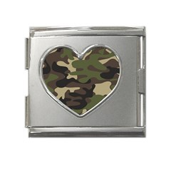 Texture Military Camouflage Repeats Seamless Army Green Hunting Mega Link Heart Italian Charm (18mm) by Cowasu