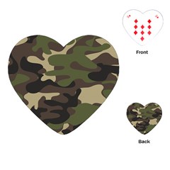 Texture Military Camouflage Repeats Seamless Army Green Hunting Playing Cards Single Design (heart)