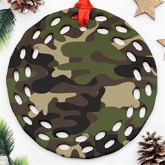 Texture Military Camouflage Repeats Seamless Army Green Hunting Ornament (round Filigree) by Cowasu