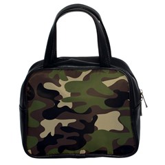 Texture Military Camouflage Repeats Seamless Army Green Hunting Classic Handbag (two Sides) by Cowasu