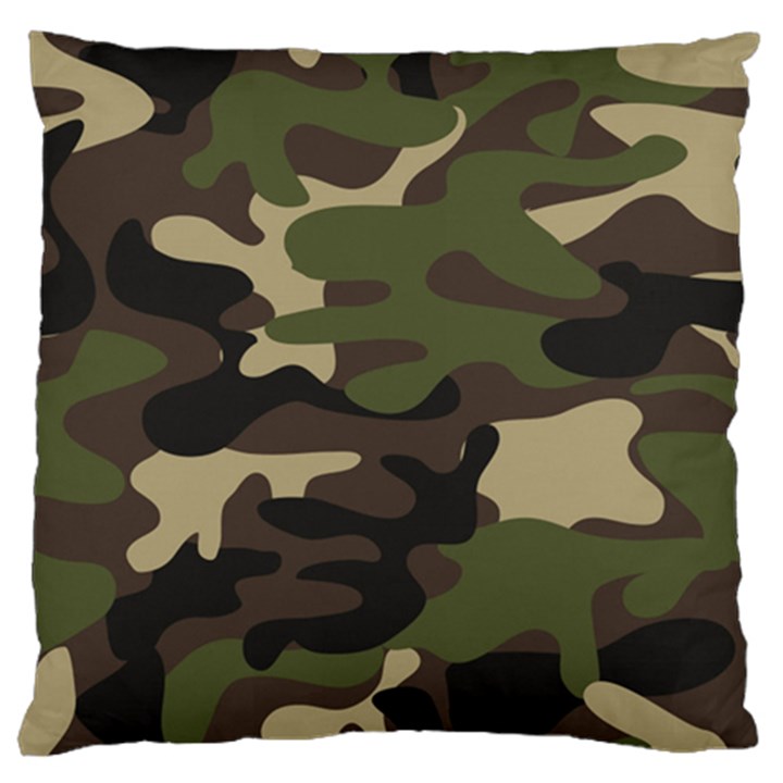 Texture Military Camouflage Repeats Seamless Army Green Hunting Standard Premium Plush Fleece Cushion Case (Two Sides)