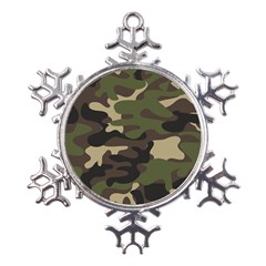 Texture Military Camouflage Repeats Seamless Army Green Hunting Metal Large Snowflake Ornament by Cowasu