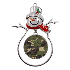 Texture Military Camouflage Repeats Seamless Army Green Hunting Metal Snowman Ornament by Cowasu