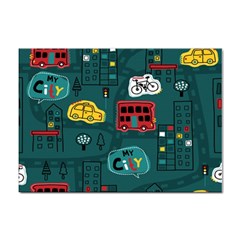 Seamless Pattern With Vehicles Building Road Sticker A4 (10 Pack) by Cowasu