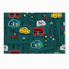 Seamless Pattern With Vehicles Building Road Postcard 4 x 6  (pkg Of 10) by Cowasu