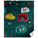 Seamless Pattern With Vehicles Building Road Canvas 11  x 14  10.95 x13.48  Canvas - 1