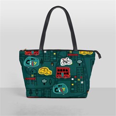 Seamless Pattern With Vehicles Building Road Classic Shoulder Handbag by Cowasu