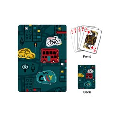 Seamless Pattern With Vehicles Building Road Playing Cards Single Design (mini) by Cowasu