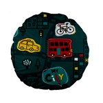 Seamless Pattern With Vehicles Building Road Standard 15  Premium Round Cushions Front