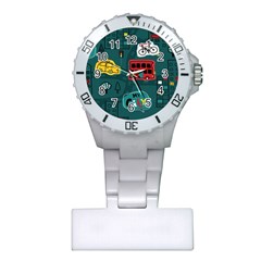 Seamless Pattern With Vehicles Building Road Plastic Nurses Watch by Cowasu