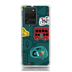 Seamless Pattern With Vehicles Building Road Samsung Galaxy S20 Ultra 6 9 Inch Tpu Uv Case by Cowasu