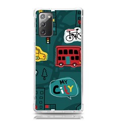 Seamless Pattern With Vehicles Building Road Samsung Galaxy Note 20 Tpu Uv Case by Cowasu